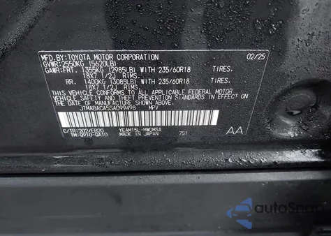 2025 Toyota Bz4X Xle из США, поврежденный, VIN JTMABACA5SA099498